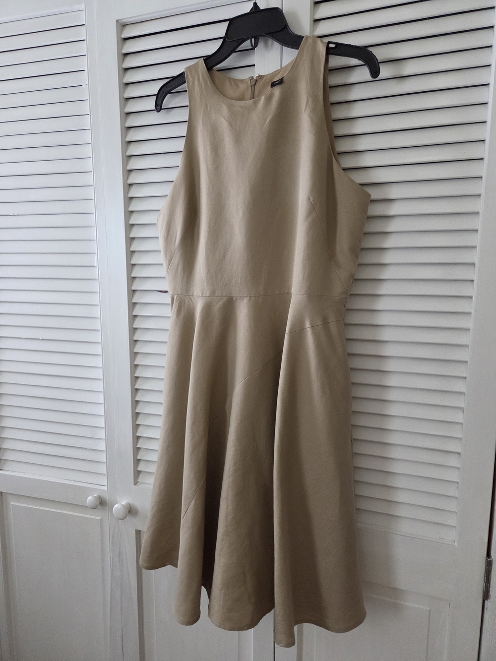 Ann Taylor Sleeveless Tan Fit-and-Flare Midi Dress